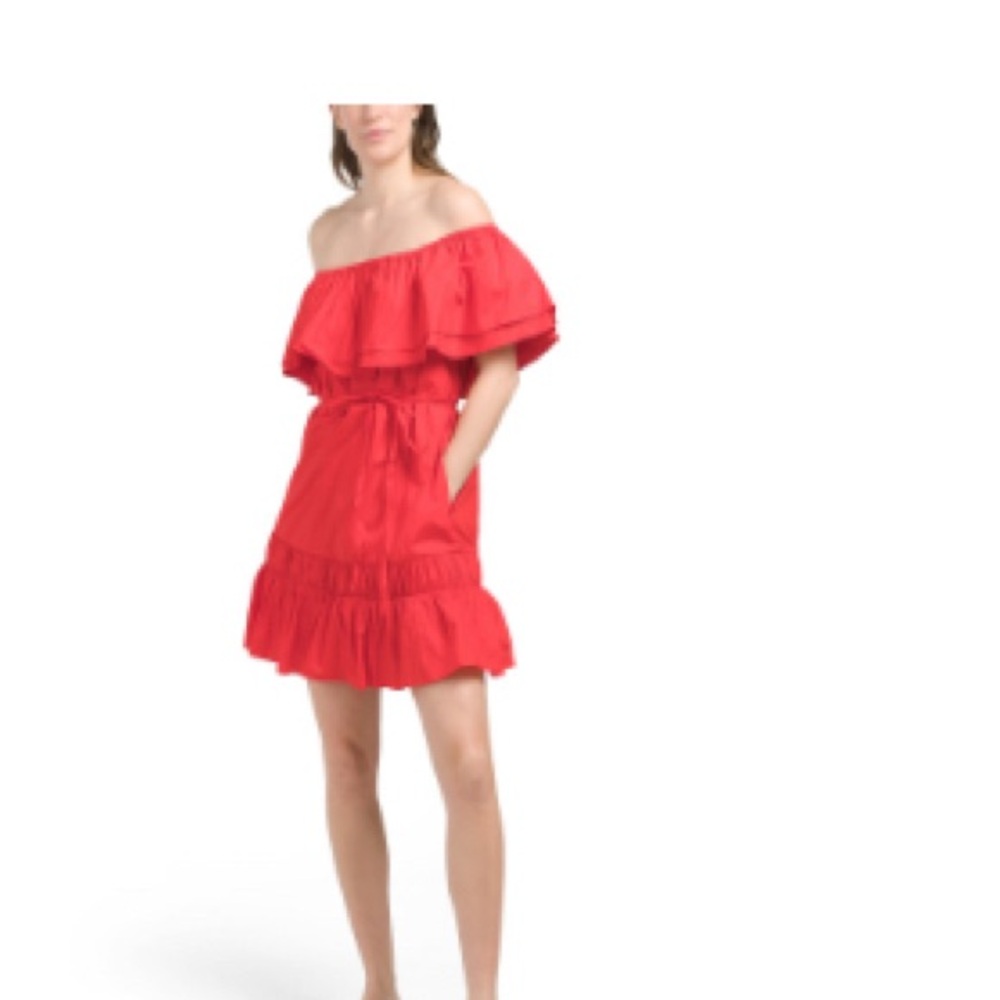 English Factory Chic Strapless Red Dress